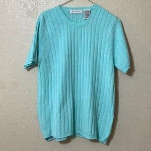 White Stag Ribbed Scalloped Collared Top